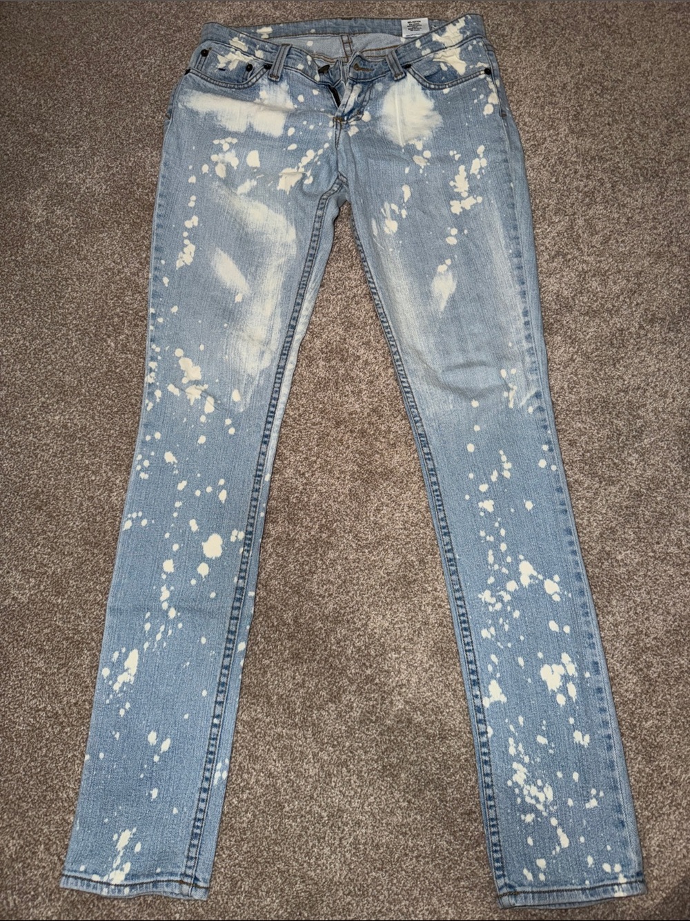 Light Blue Paint-Splatter Skinny Jeans
